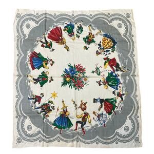 Vintage Tablecloth‎ Holiday Mid Century Retro 30x33" Scandinavian Decor